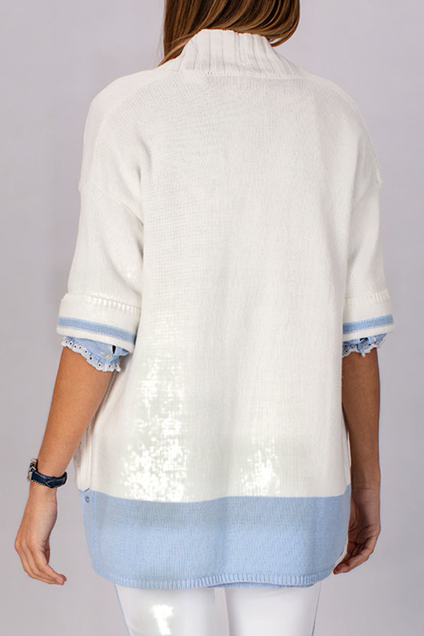 OPEN ELBOW SLEEVE CARDIGAN BLUE 2