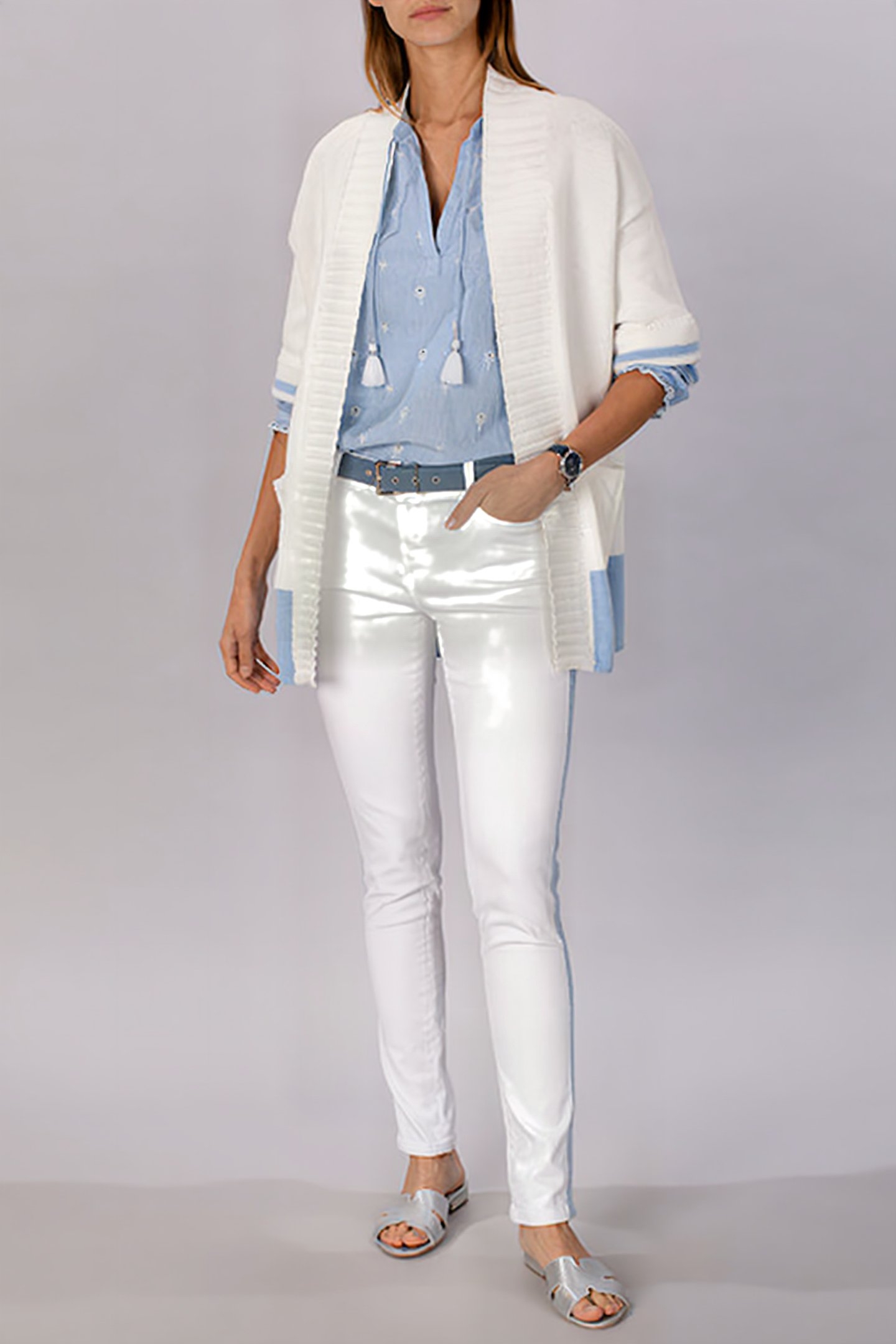 OPEN ELBOW SLEEVE CARDIGAN BLUE 3