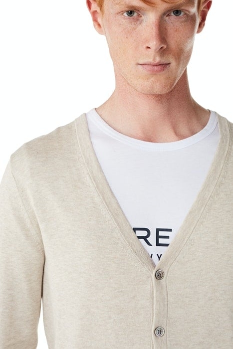 COTTON SILK BUTTON CARDIGAN SEASHELL 2