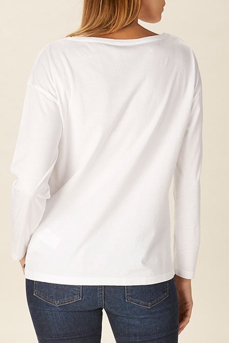 CREW NECK LOOSE TEE LS + DECO WHITE 3