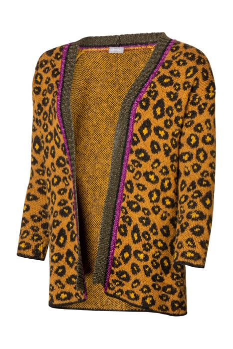 CARDIGAN LEOPARD WITH LUREX MUSTARD COMB. 2