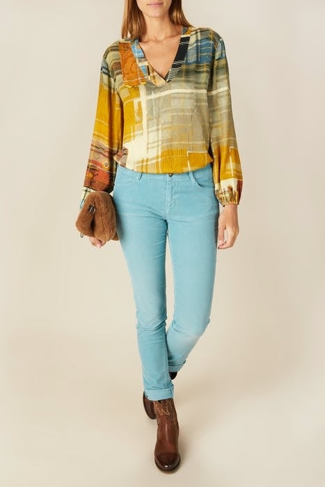LOOSE V-NECK SHIRT MULTI W90191 5