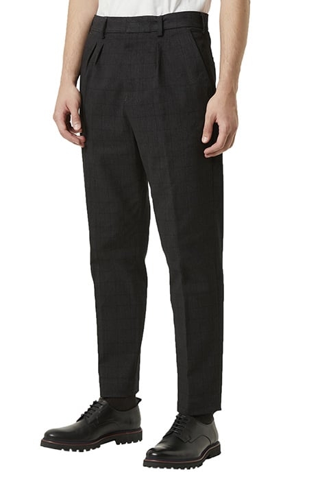 TONAL CHECK UTILITY TROUSERS CHARCOAL GREY CHECK 1
