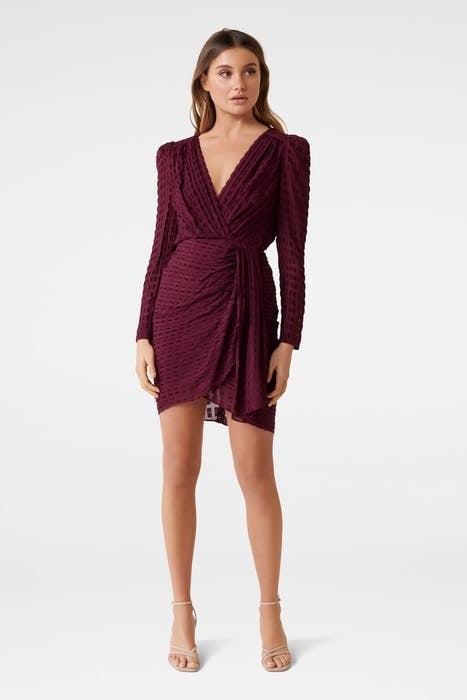 HARPER DOBBY DRAPE MINI DRESS SHIRAZ 4
