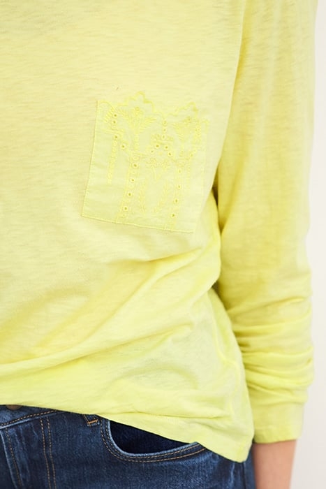CROCHET POCKET TEE LIGHT YELLOW 5