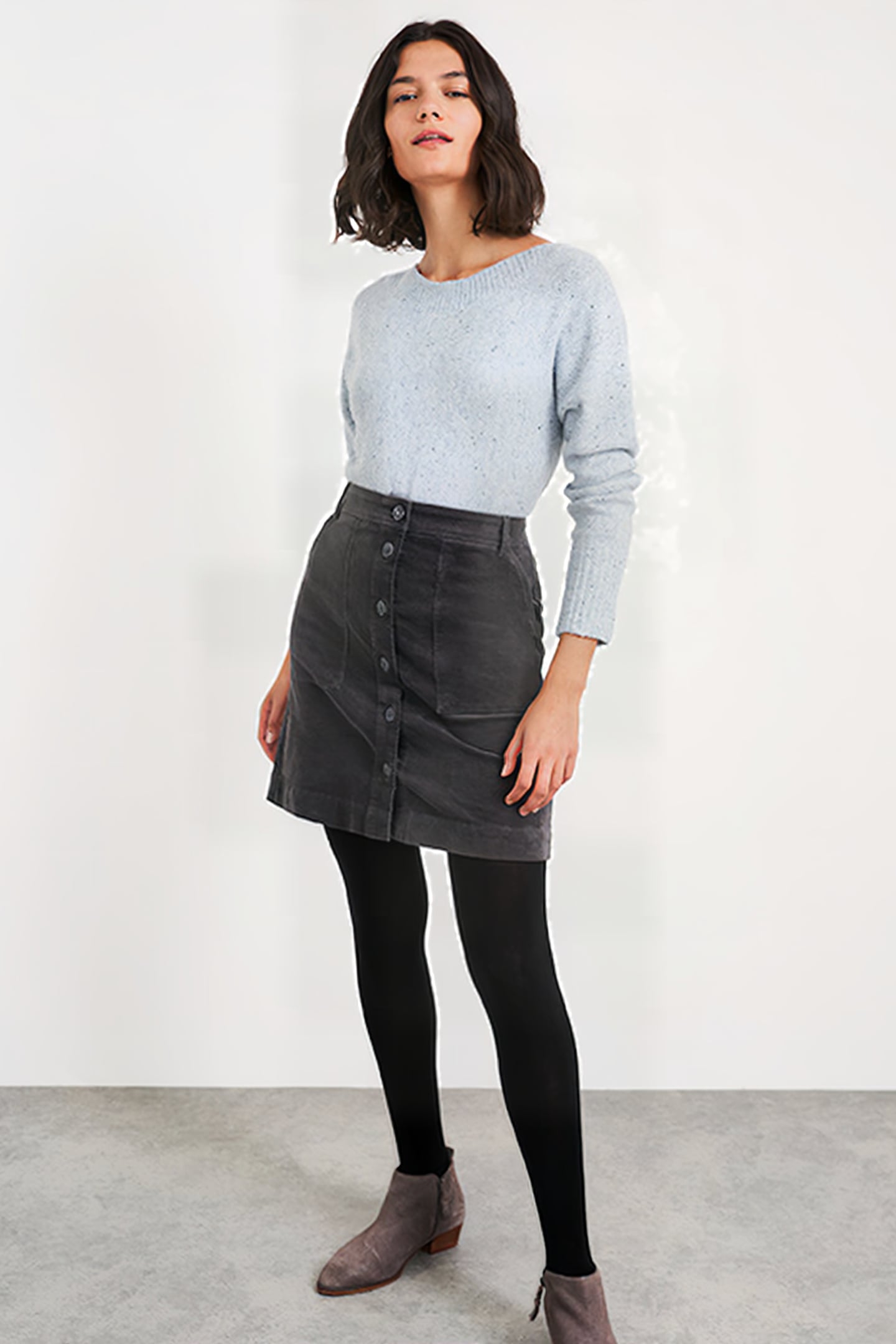 CANTERBURY ORGANIC CORD SKIRT MID GREY 2