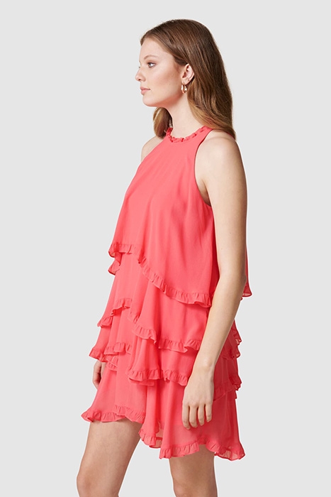 GRETA RUFFLE MINI DRESS CORAL 2