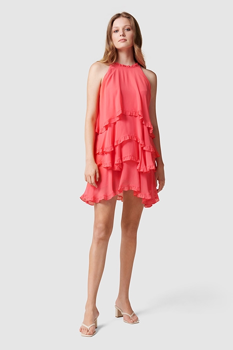 GRETA RUFFLE MINI DRESS CORAL 1