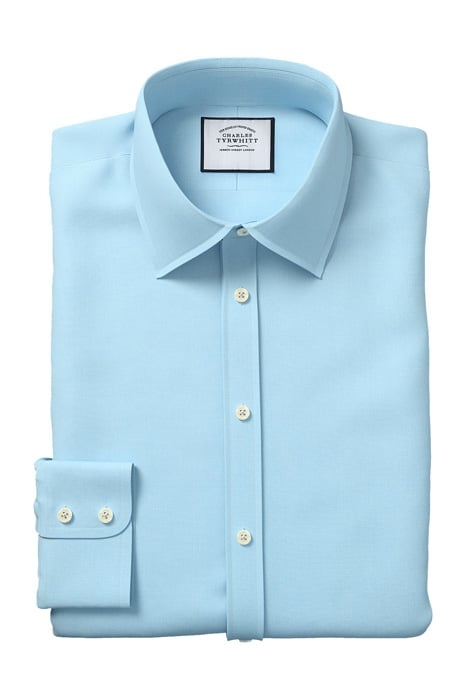 TEAL EXTRA SLIM FIT CLASSIC COLLAR EGYPTIAN COTTON HERRINGBO 1