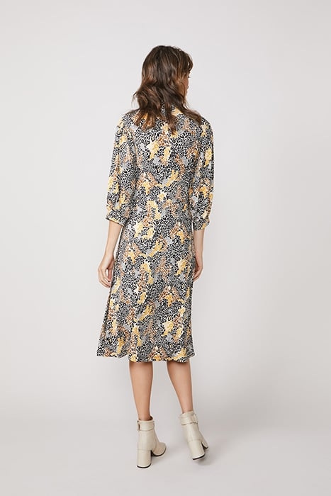 DRESS COLOURFUL ANIMAL PRINT BRIGHT OCHRE 3
