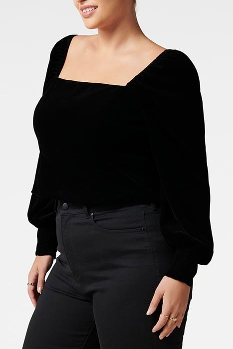 HAZEL CURVE VELVET JOSEPHINE TOP BLACK 4