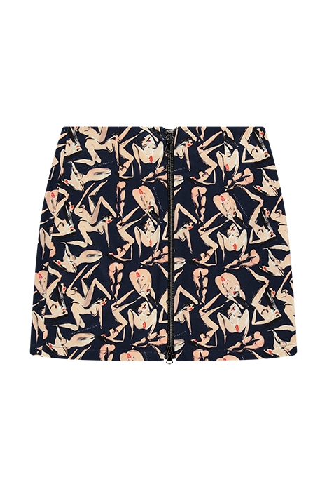 WOMENS DENIM MINI SKIRT PRINT / BLUE 2