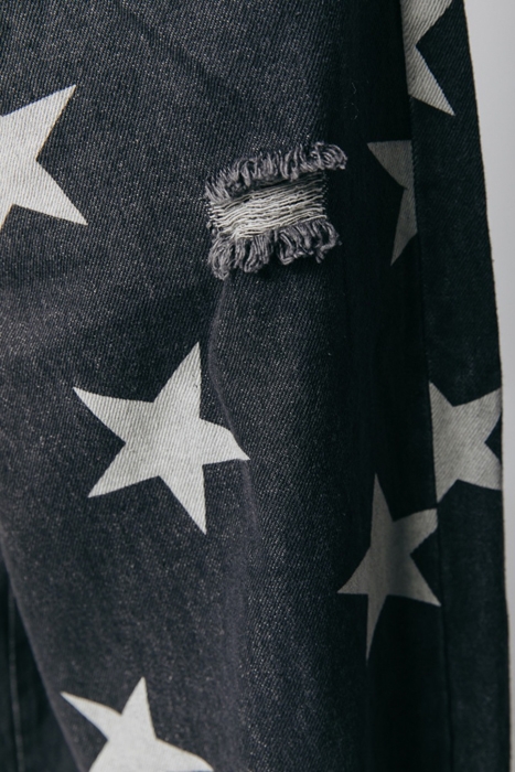 JULIA ACID WASH STAR MOMFIT PANTS GREY 5