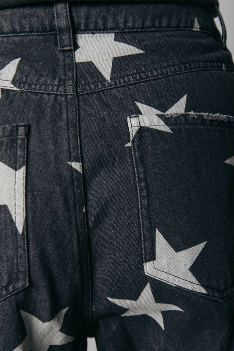 JULIA ACID WASH STAR MOMFIT PANTS GREY 6