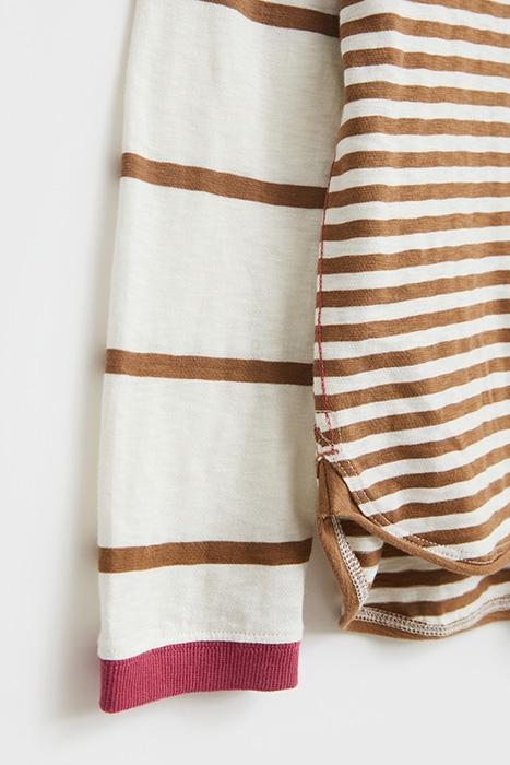CASSIE STRIPE TEE BROWN MULTI 5