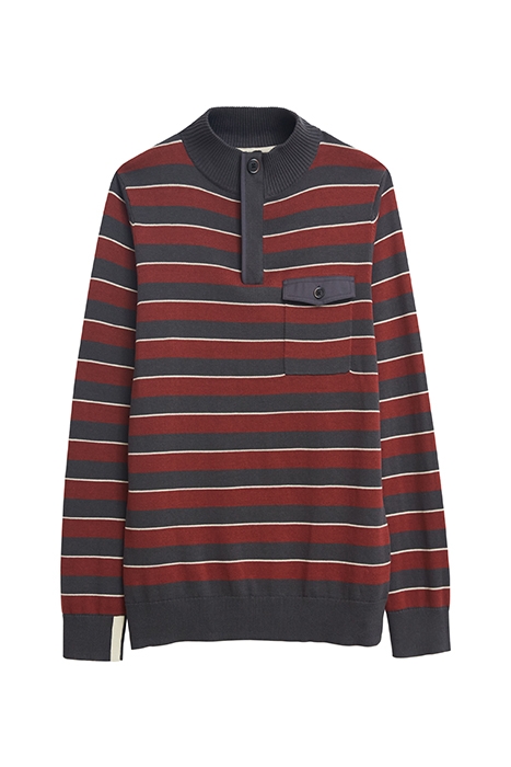 BRIAR FUNNEL NECK STRIPE CHARCOAL GREY 1