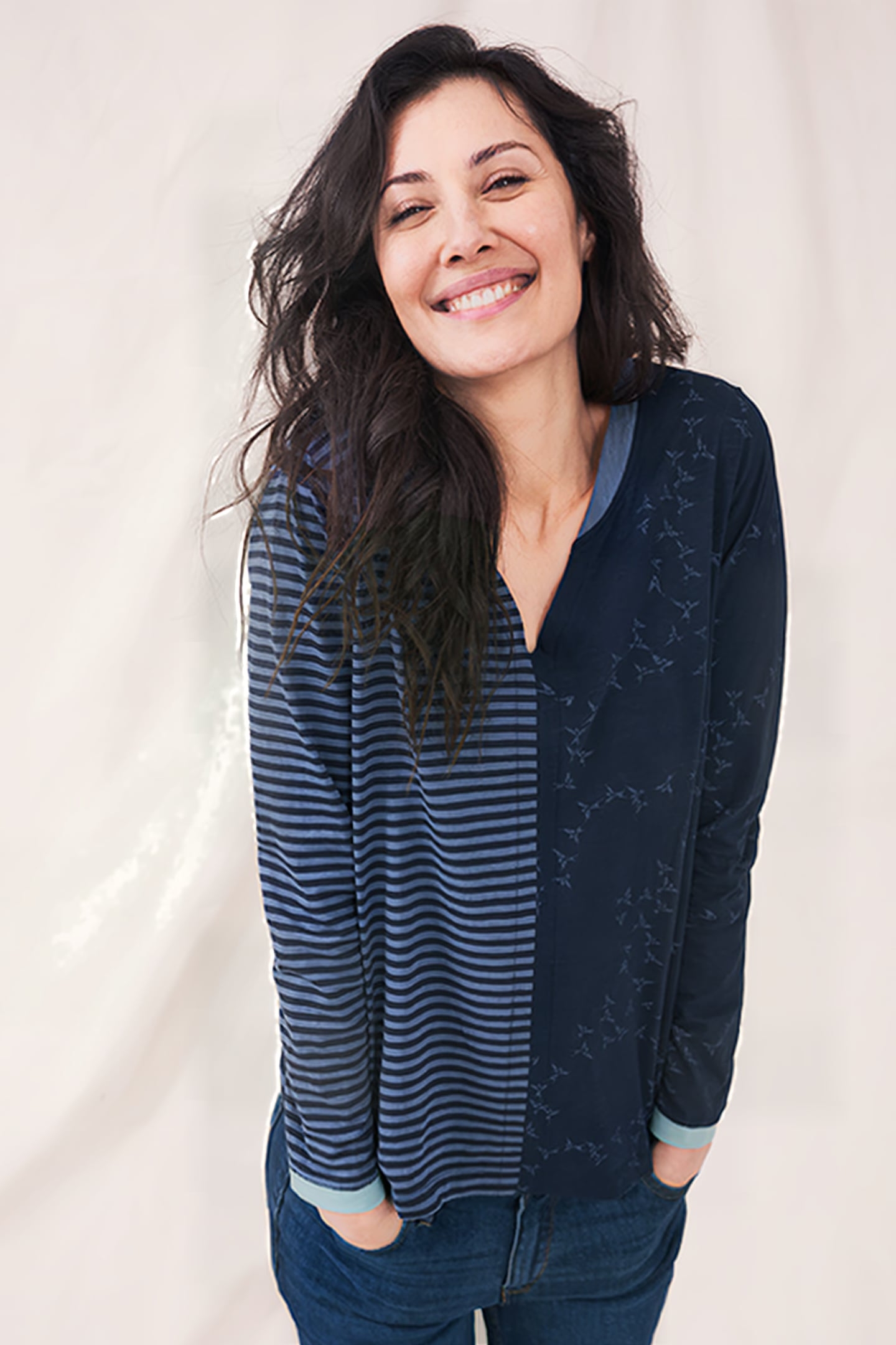 LS NELLY PRINT MIX TEE NAVY MULTI 1