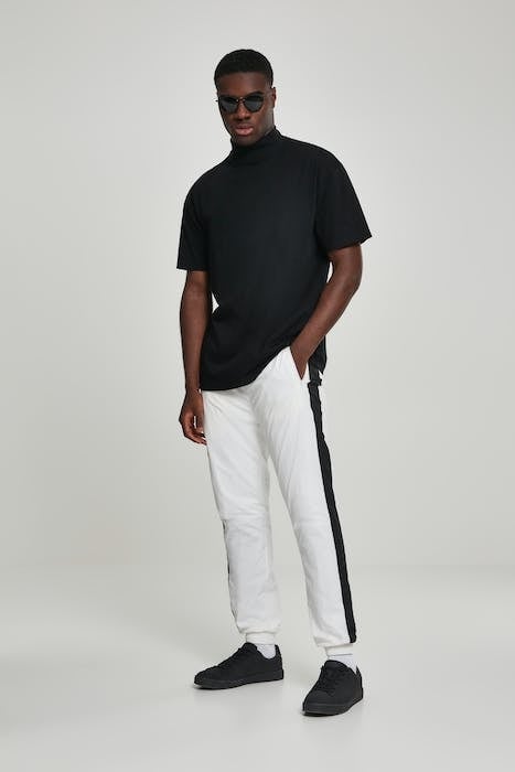 SIDE STRIPED CRINKLE TRACK PANTS WHT/BLK 4