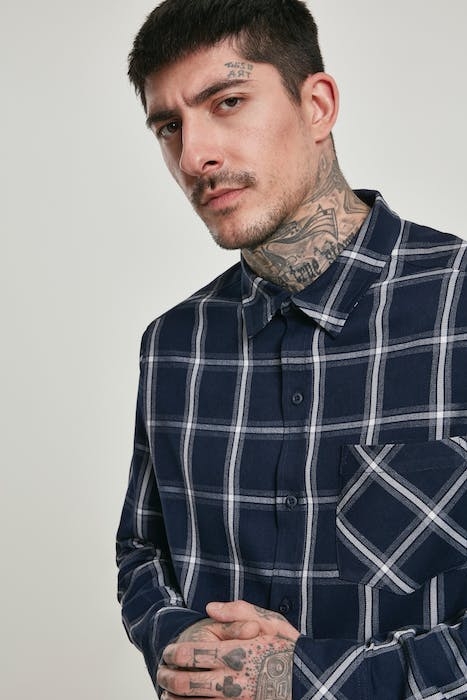 BASIC CHECK SHIRT NAVY/WHT 3
