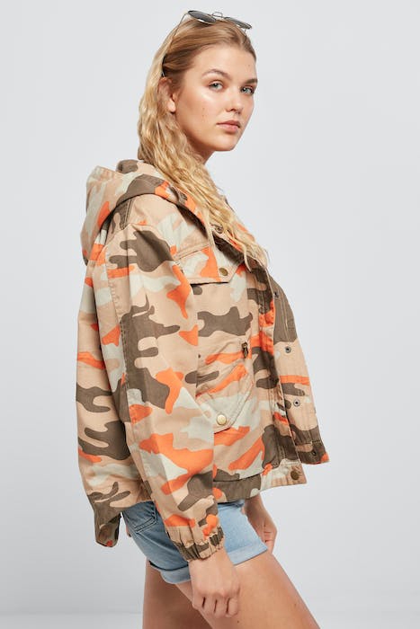 LADIES OVERSIZED CAMO PARKA JACKET BRICK CAMO 5