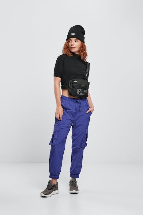 LADIES HIGH WAIST CRINKLE NYLON CARGO PANTS BLUEPURPLE 4