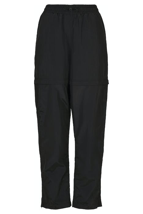 LADIES SHINY CRINKLE NYLON ZIP PANTS BLACK 1