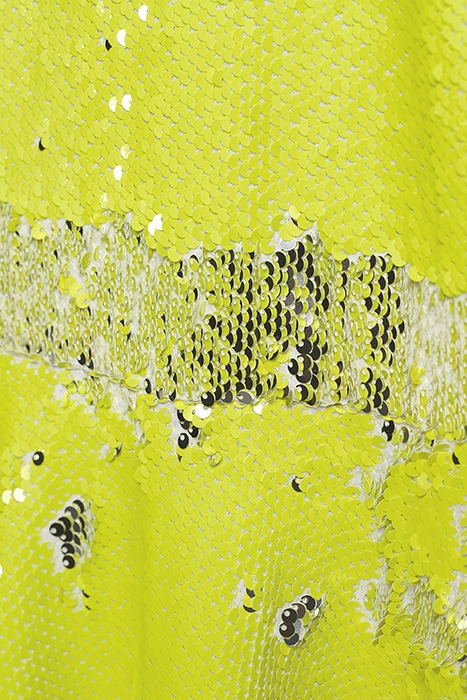 WOMEN'S SHORT SLEEVELESS SEQUIN DRESS WITH VELVET COLLAR YEL 5