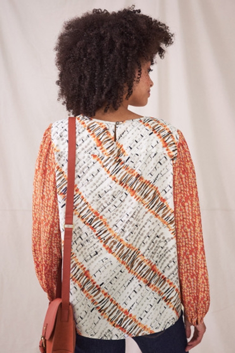 MOLLY MIXED PRINT TOP GREY MULTI 2