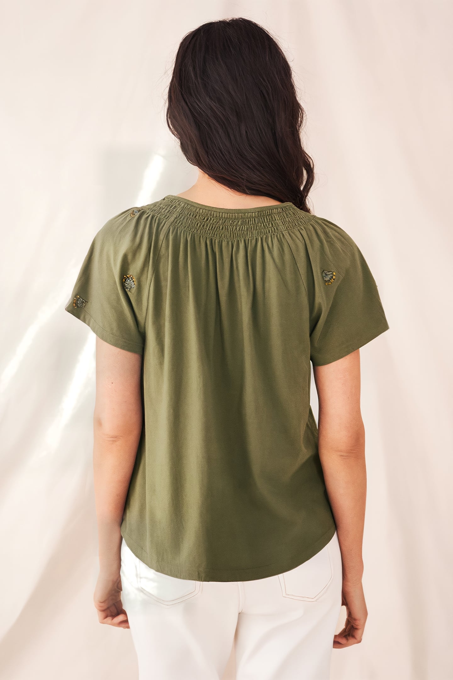 LUELLA EMBROIDERED TOP GREEN MULTI 3