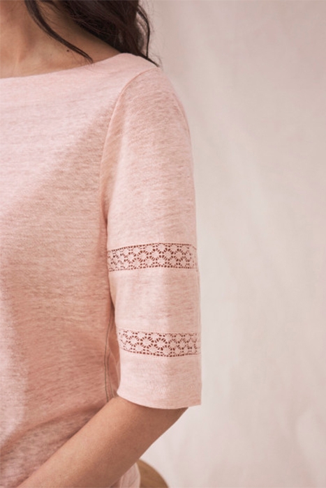 ROBIN LINEN JERSEY TOP  PINK 4