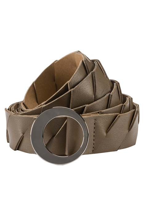 TEXTURED LEATHER BELT VEGETAL GREEN 1