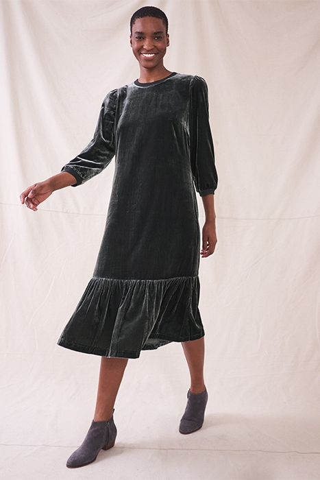 SADIE VELVET MINI DRESS DK GREY 2