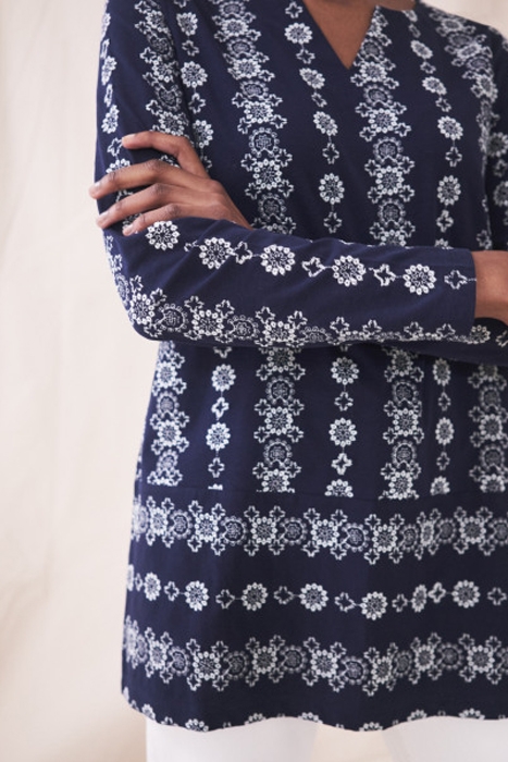 BEV EMB JERSEY TUNIC TEAL MULTI 2