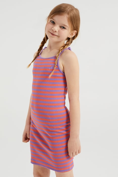 MEISJES GESTREEPTE JURK VAN RIBSTOF PURPLE 2
