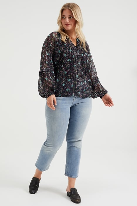 LADIES BLOUSE WITH PATTERN AND GLITTER THREAD - CURVE BLACK 4