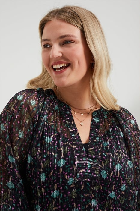 LADIES BLOUSE WITH PATTERN AND GLITTER THREAD - CURVE BLACK 5