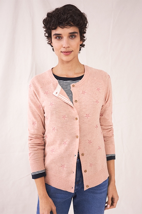 LULU EMBROIDERED CARDI  PINK 2