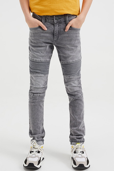 JONGENS SKINNY FIT JEANS MET BIKERDETAILS EN STRETCH GREY 2