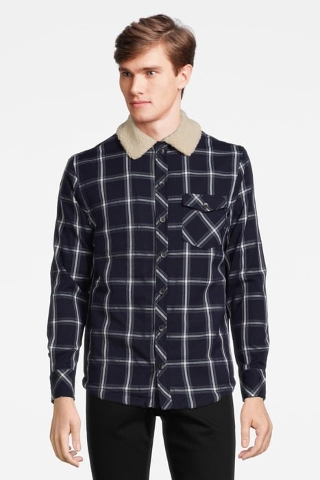 SHERPA LINED SHIRT JACKET NAVY/WHT 2