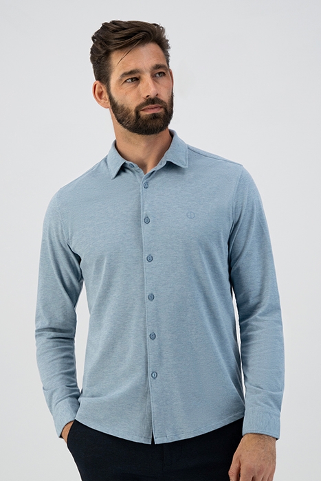 SHIRT CA MELANGE PIQUE MEDIUM BLUE 2
