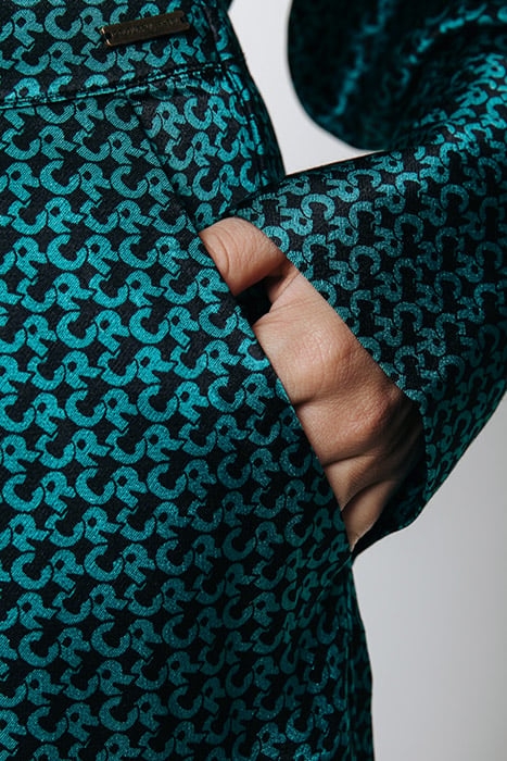 JADA ALLOVER CR SATIN STRAIGHT PANTS DARK GREEN 3