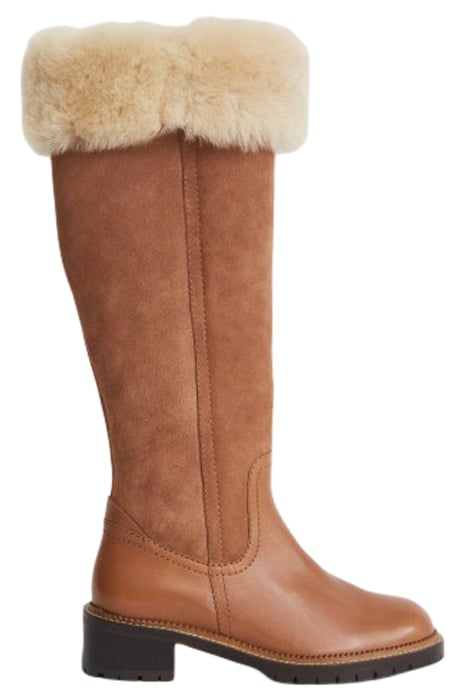 SHEARLING SOLE KNEE HIGH BOOT MID TAN 1