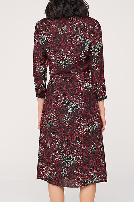 WOMEN’S FLORAL PRINT WRAP DRESS WITH BLACK BIAS BLACK 2