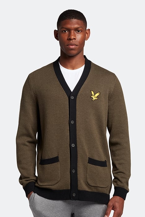BLOCK MARL CARDIGAN OLIVE MARL/JET BLACK 1