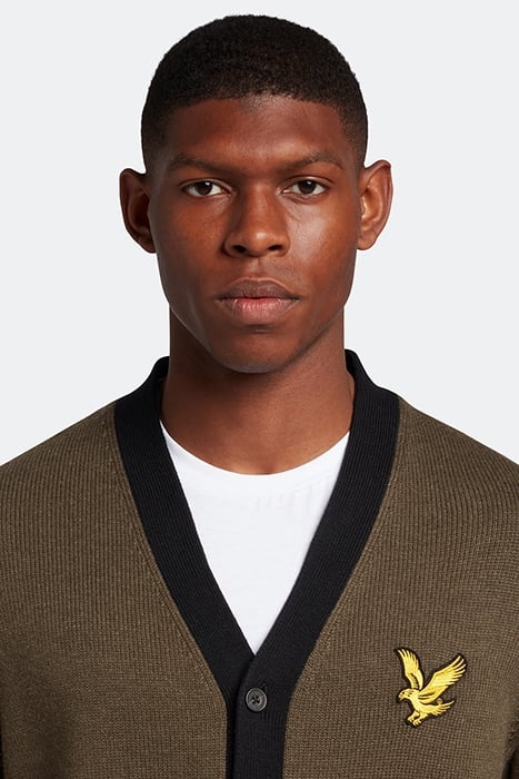 BLOCK MARL CARDIGAN OLIVE MARL/JET BLACK 4