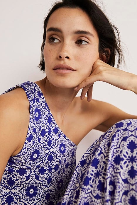 ONE SHOULDER JERSEY MIDI DRESS BLU 5