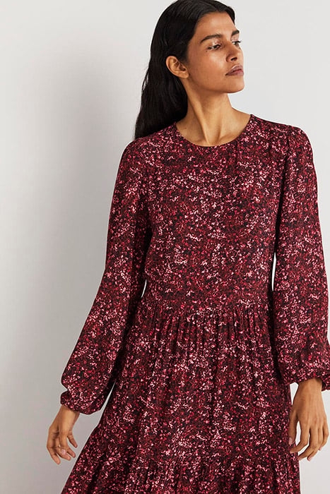 CREW NECK TIERED DRESS RED 3