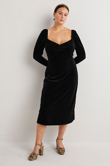 VELVET JERSEY MIDI DRESS BLK 3