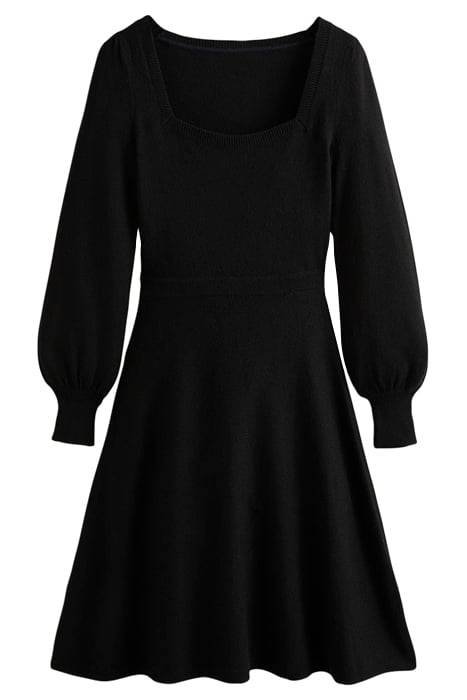 SQUARE NECK KNITTED DRESS BLK 6
