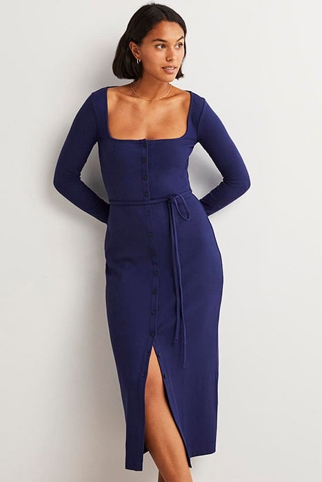 JERSEY RIB MIDI DRESS NAV 1